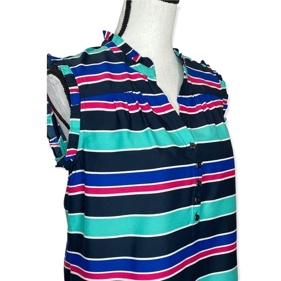 Calvin Klein Cap Multi Color Striped  Button Henley Top
Medium - Picture 3 of 12